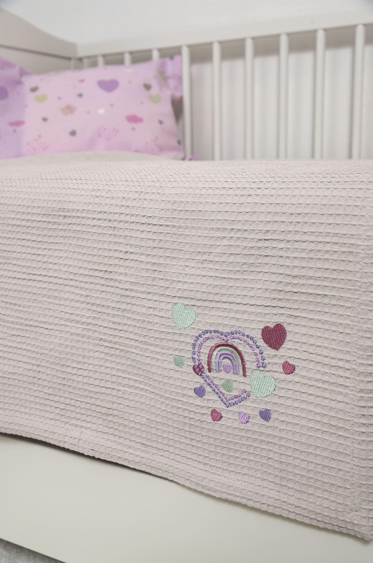 Carpet Strom DM - Naf Naf Little Hearts 302 - Lila βρεφική πικέ κουβέρτα