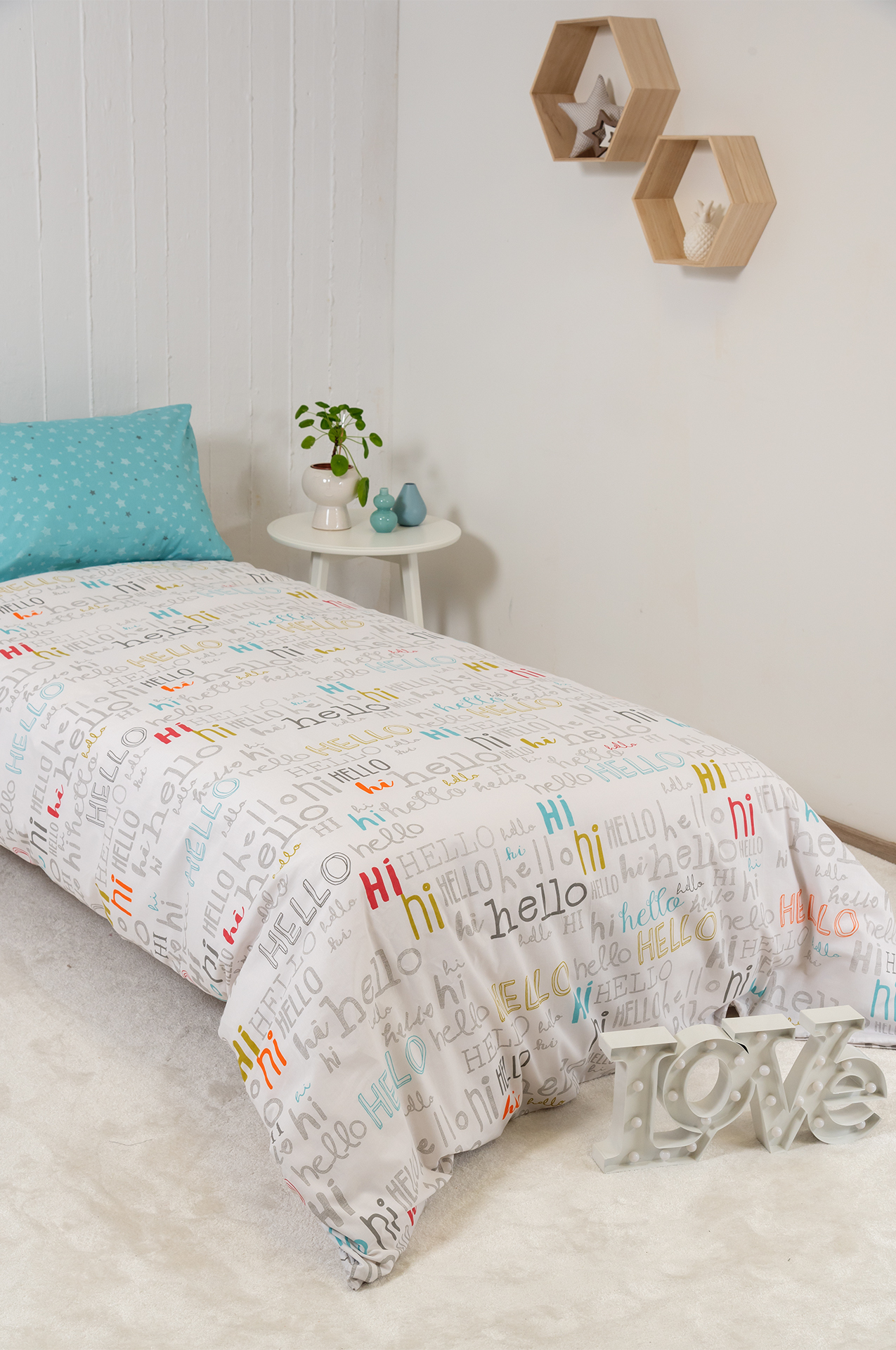 Carpet Strom DM - Naf Naf Hello 354 - White Lt Blue Σετ Σεντόνια