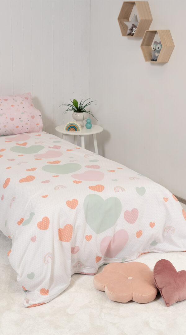 Carpet Strom DM - Naf Naf Hearts 352 - White Pink Σετ Σεντόνια